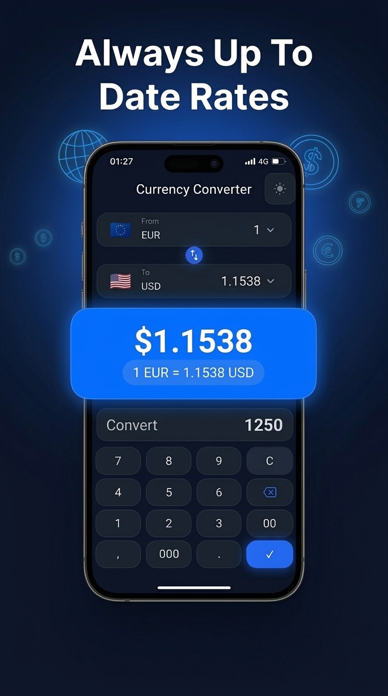 Always up-to-date live exchange rates in the app
