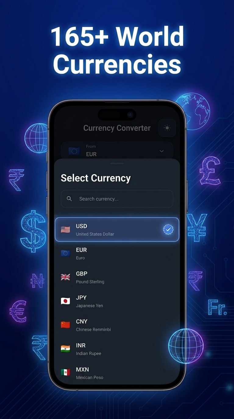 Searchable list of 165+ world currencies